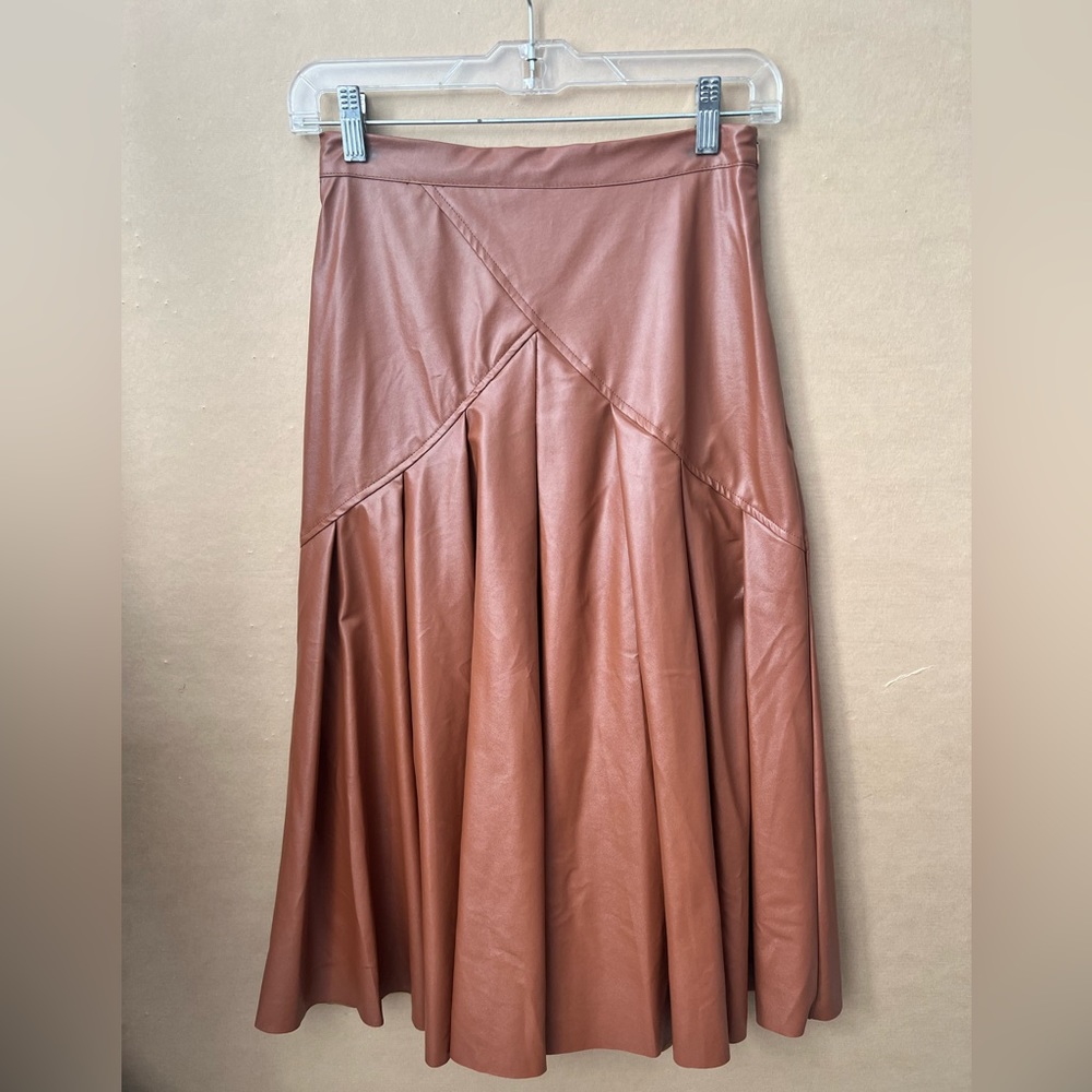 Fit and Flare A-Line Faux Leather Skirt